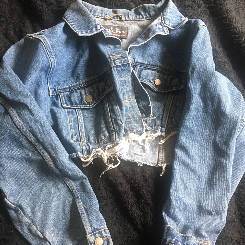 Oversized cropped jean jacket